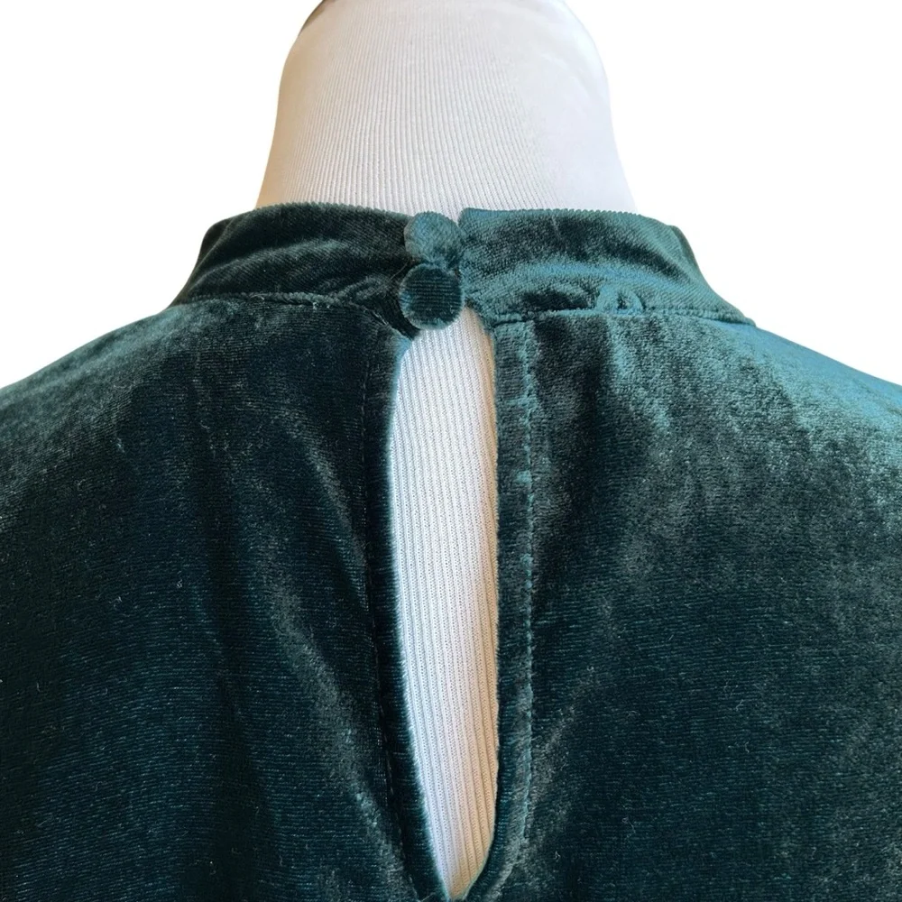 Boden puff sleeve velvet top dark green sz 10